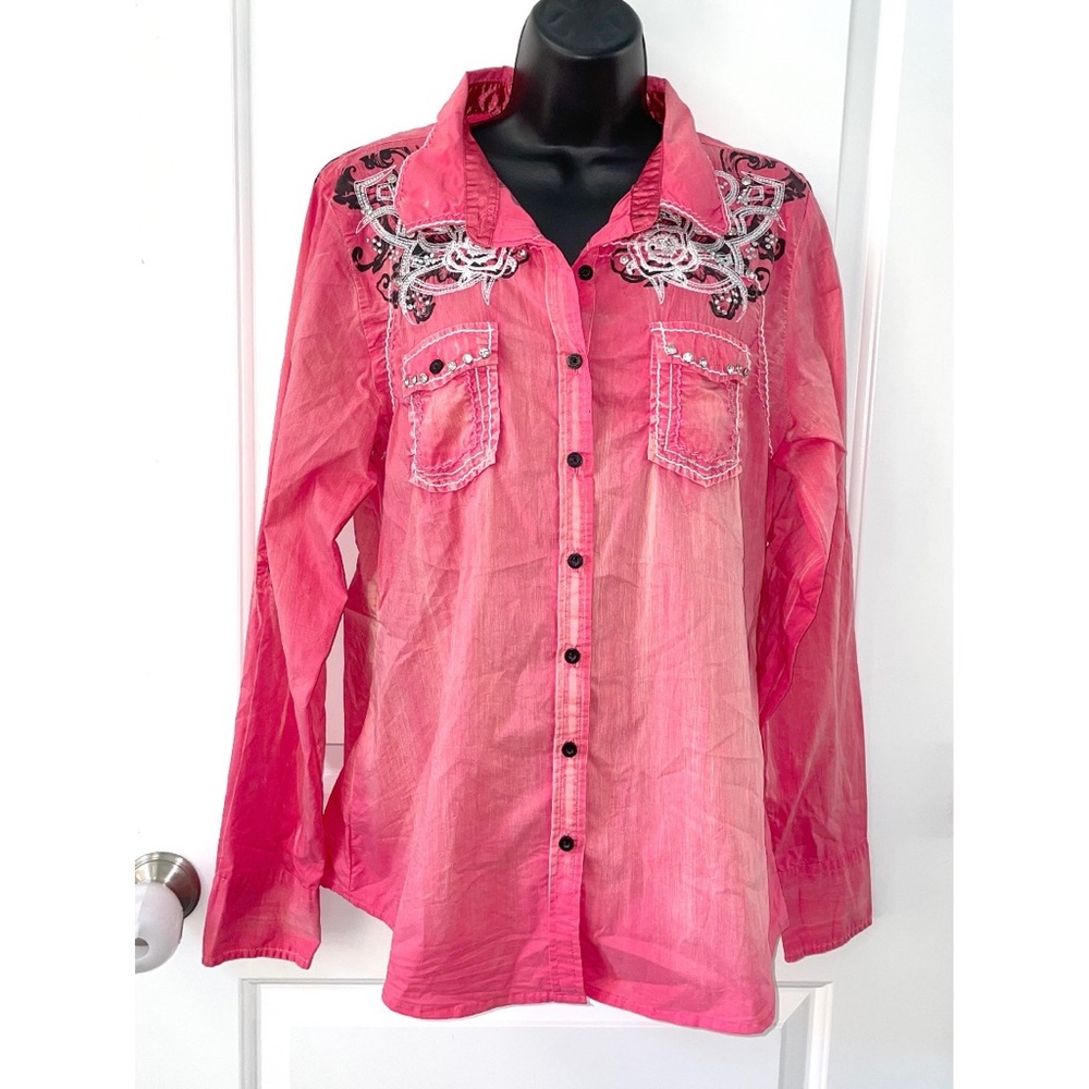 Roar embellished western top